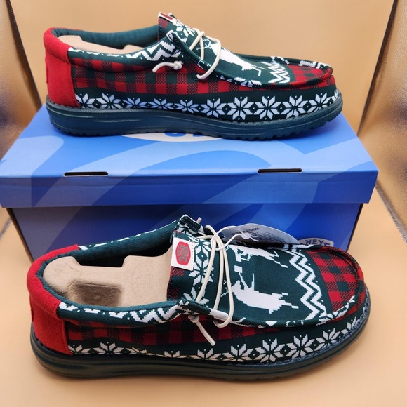 Hey Dude Other - Hey Dude Wally Holiday Cheers Shoes Mens Size 12 Green Multi Casual Comfort Xmas